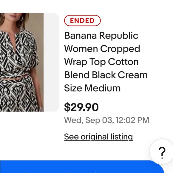 Banana Republic Black and Cream Cropped Geometric Top Medium - Picture 3 of 15